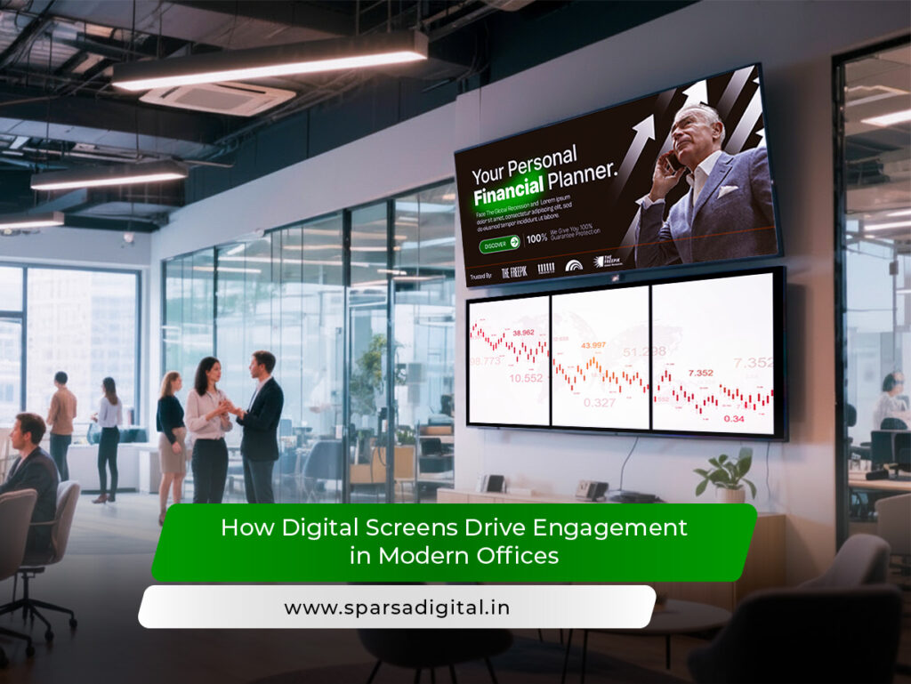 Work Digital Display Screen How Digital Screens Drive Engagement in Modern Offices - Sparsa Digital